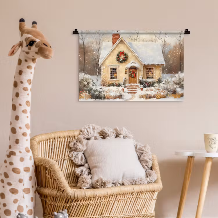Kerst - Huis - Winter - Sneeuw Wandkleed katoen klein -wsfeer5_kind