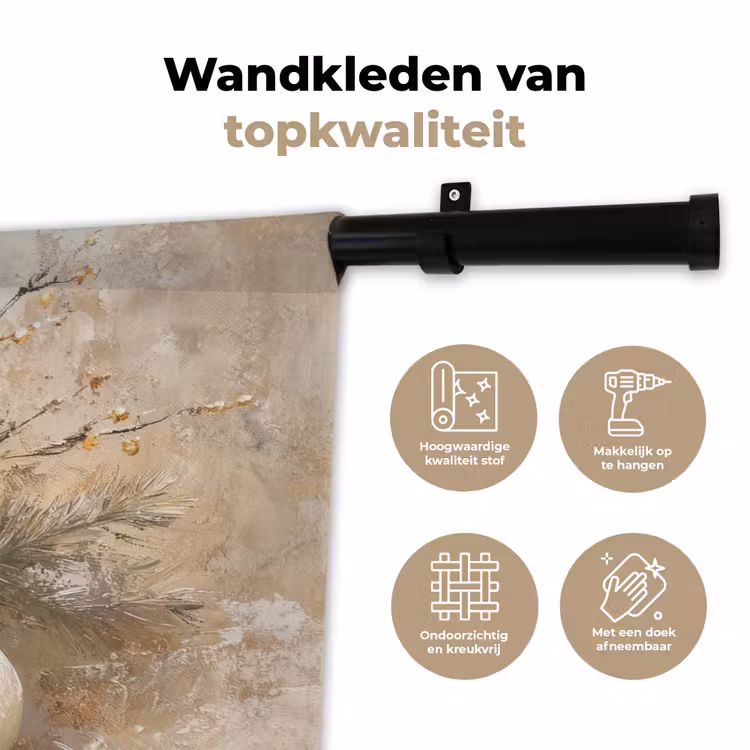 Kerst - Kerstballen - Beige - Goud Wandkleed katoen klein -sfeer2