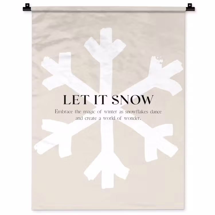 Kerst - Let it snow - Sneeuwvlok - Winter - Quotes Wandkleed katoen klein -zz3d