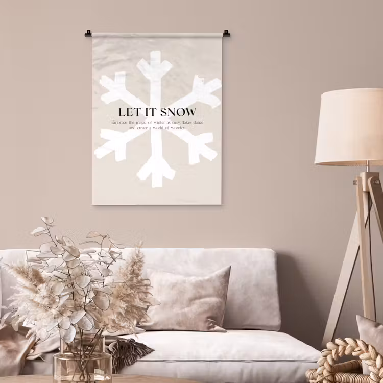 Kerst - Let it snow - Sneeuwvlok - Winter - Quotes Wandkleed katoen klein -sfeer4