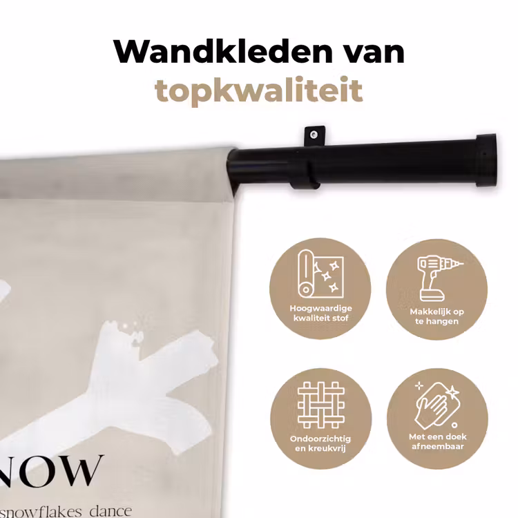 Kerst - Let it snow - Sneeuwvlok - Winter - Quotes Wandkleed katoen klein -sfeer2