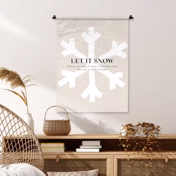 Kerst - Let it snow - Sneeuwvlok - Winter - Quotes Wandkleed katoen klein -sfeer5