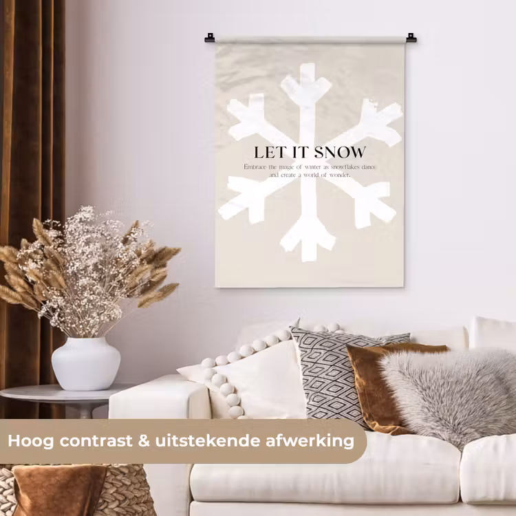 Kerst - Let it snow - Sneeuwvlok - Winter - Quotes Wandkleed katoen klein -sfeer1