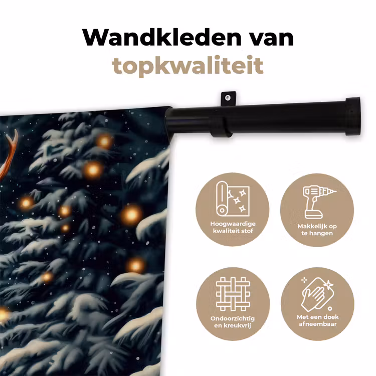 Kerst - Magie - Bos - Kleurrijk Wandkleed katoen klein -sfeer2