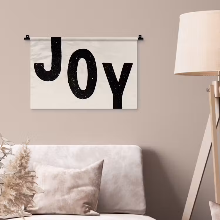 Kerst - Quote - Joy - Zwart - Feestdagen Wandkleed katoen klein -sfeer4