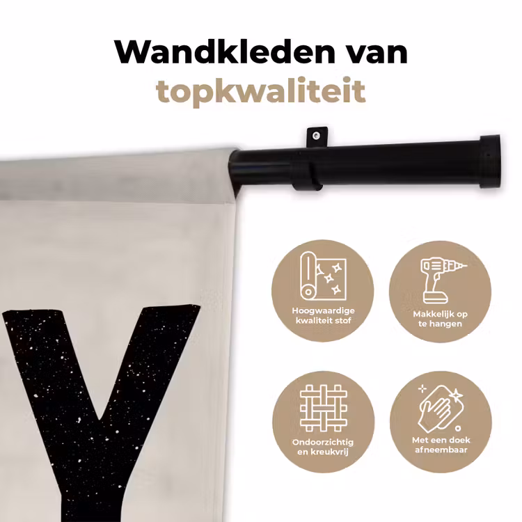 Kerst - Quote - Joy - Zwart - Feestdagen Wandkleed katoen klein -sfeer2