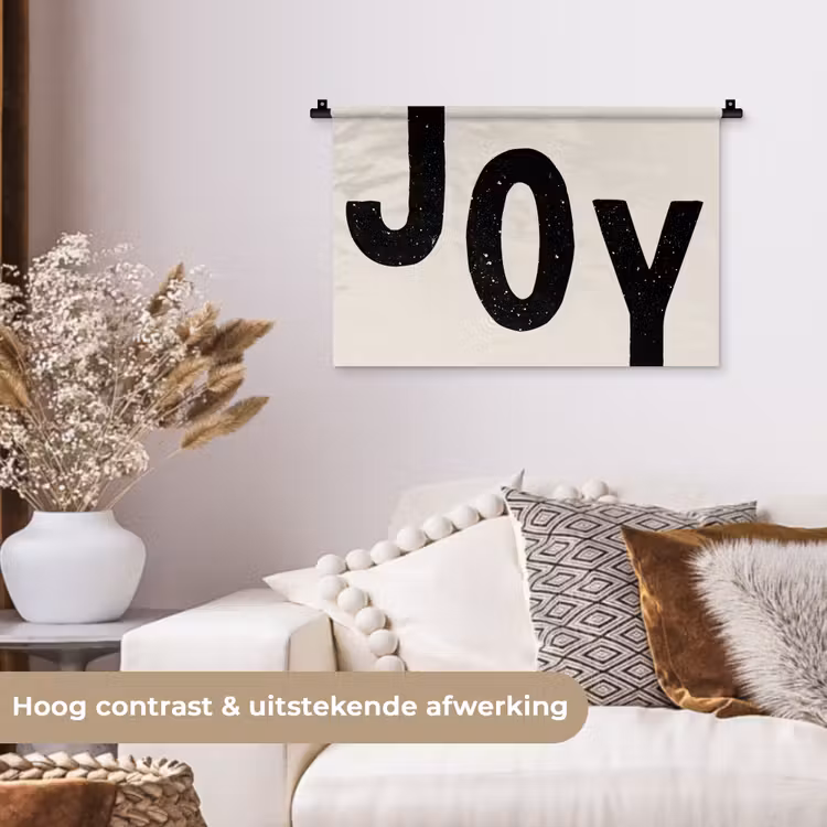 Kerst - Quote - Joy - Zwart - Feestdagen Wandkleed katoen klein -sfeer1