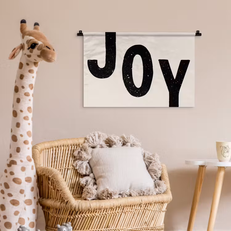 Kerst - Quote - Joy - Zwart - Feestdagen Wandkleed katoen klein -wsfeer5_kind
