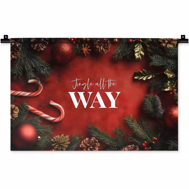 Kerst - Quote - Rood - Kerstballen Wandkleed katoen klein -zz3d