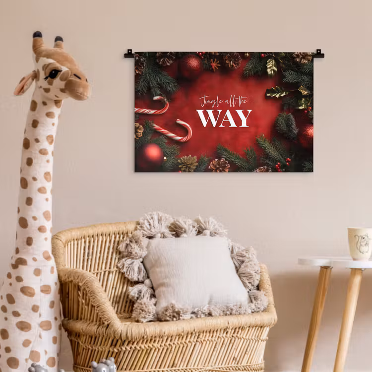 Kerst - Quote - Rood - Kerstballen Wandkleed katoen klein -wsfeer5_kind