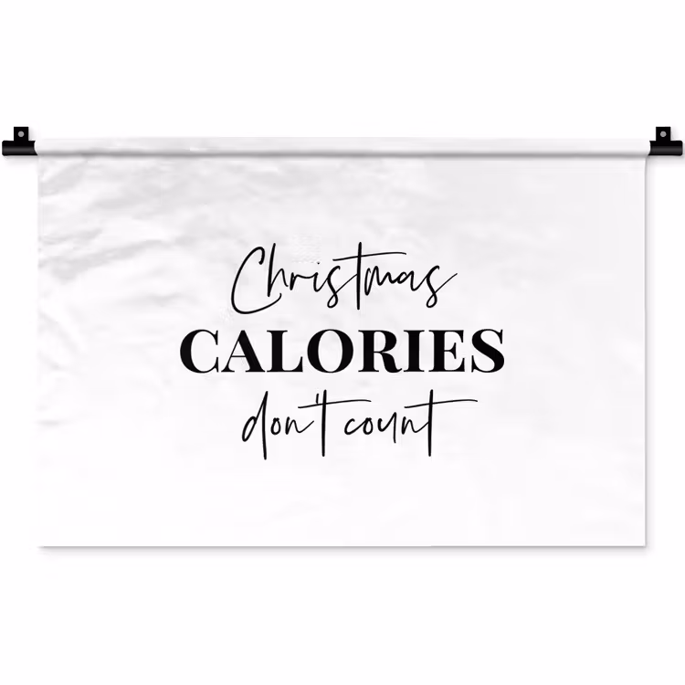 Kerst quote - Winter - Christmas calories - Wit Wandkleed katoen klein -zz3d