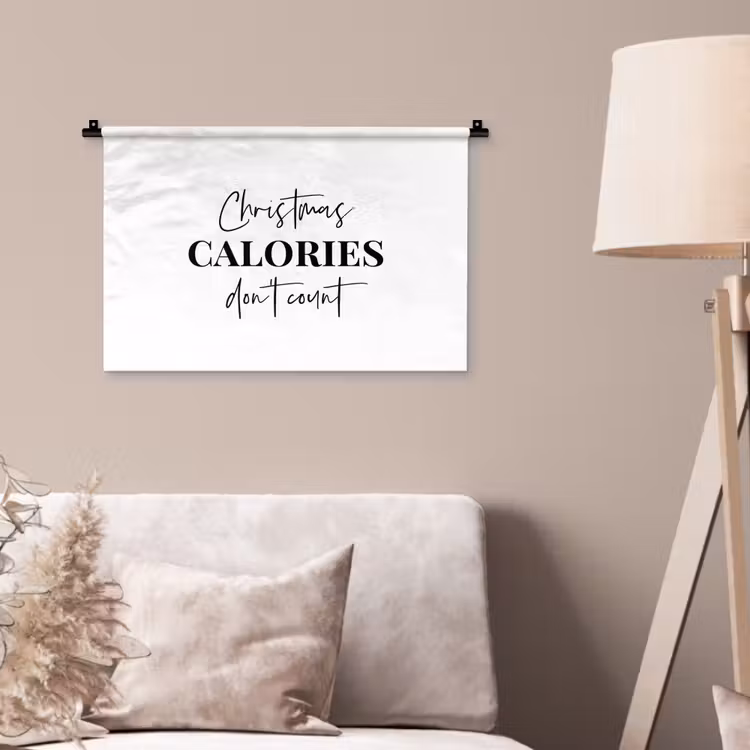 Kerst quote - Winter - Christmas calories - Wit Wandkleed katoen klein -sfeer4
