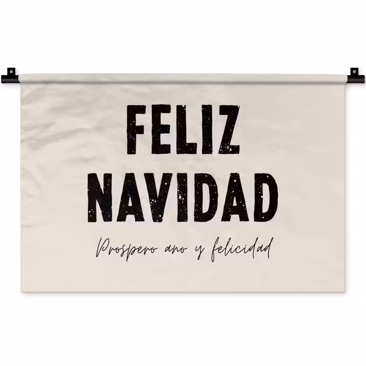 Kerst - Quotes - Feliz navidad - Kerstmis - Feestdagen Wandkleed katoen klein -zz3d
