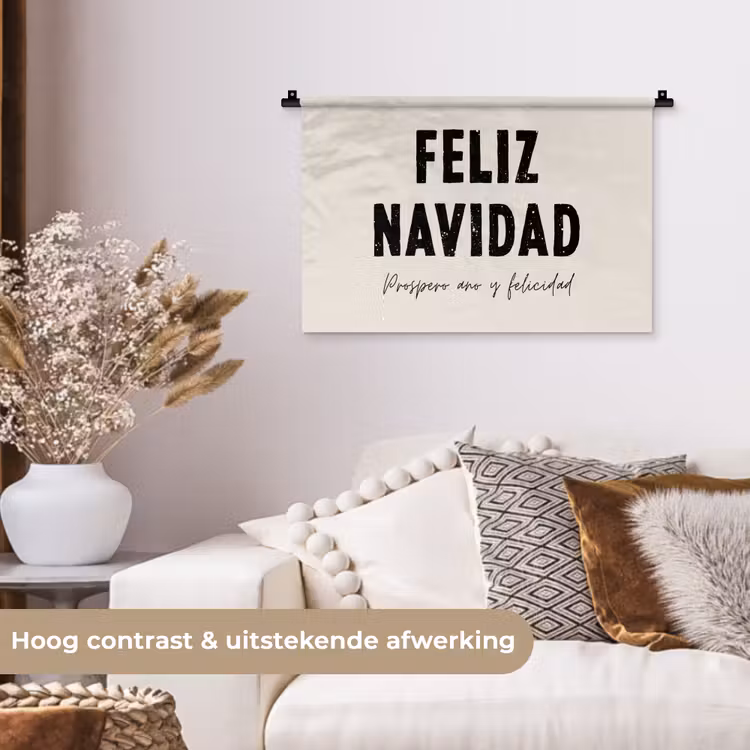 Kerst - Quotes - Feliz navidad - Kerstmis - Feestdagen Wandkleed katoen klein -sfeer1