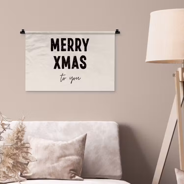 Kerst - Quotes - Merry xmas - Feestdagen - Zwart Wandkleed katoen klein -sfeer4