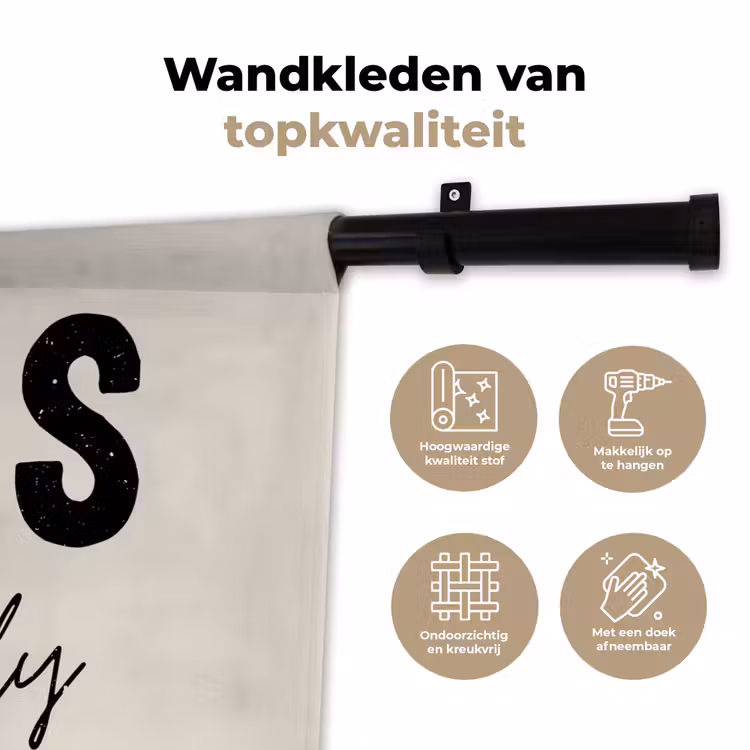 Kerst - Spreuk - xmas vibes only - Beige Wandkleed katoen klein -sfeer2