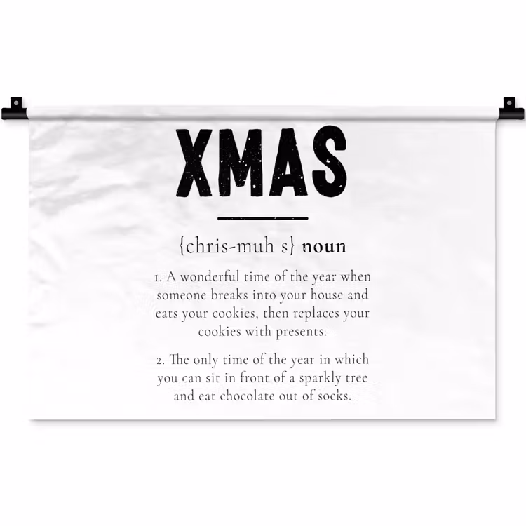 Kerst - Wit - Xmas - Quotes - Feestdagen Wandkleed katoen klein -zz3d