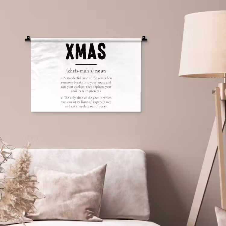 Kerst - Wit - Xmas - Quotes - Feestdagen Wandkleed katoen klein -sfeer4
