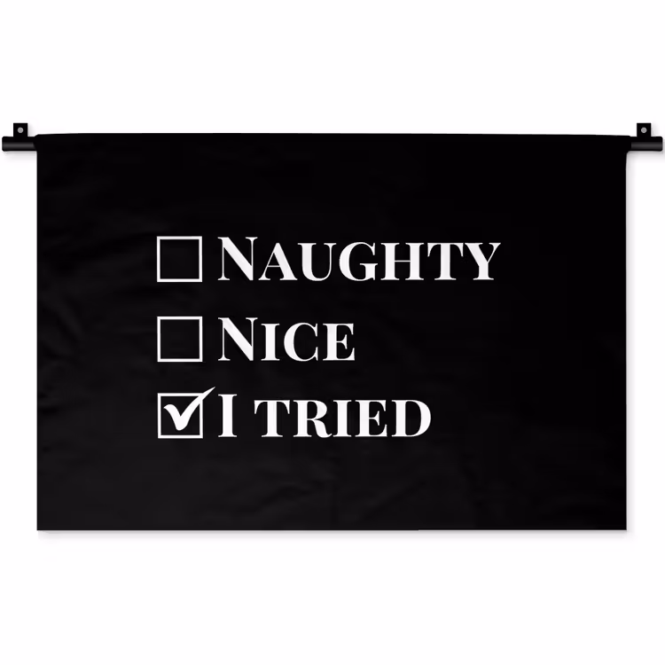 Kerst - Zwart - Wit - Quote - Grappig Wandkleed katoen klein -zz3d