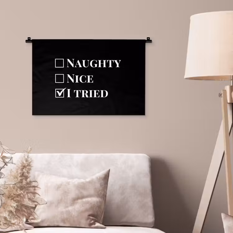 Kerst - Zwart - Wit - Quote - Grappig Wandkleed katoen klein -sfeer4