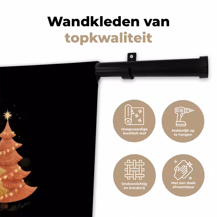 Kerstbomen - Kleurrijk - Lichtjes - Ster Wandkleed katoen klein -sfeer2