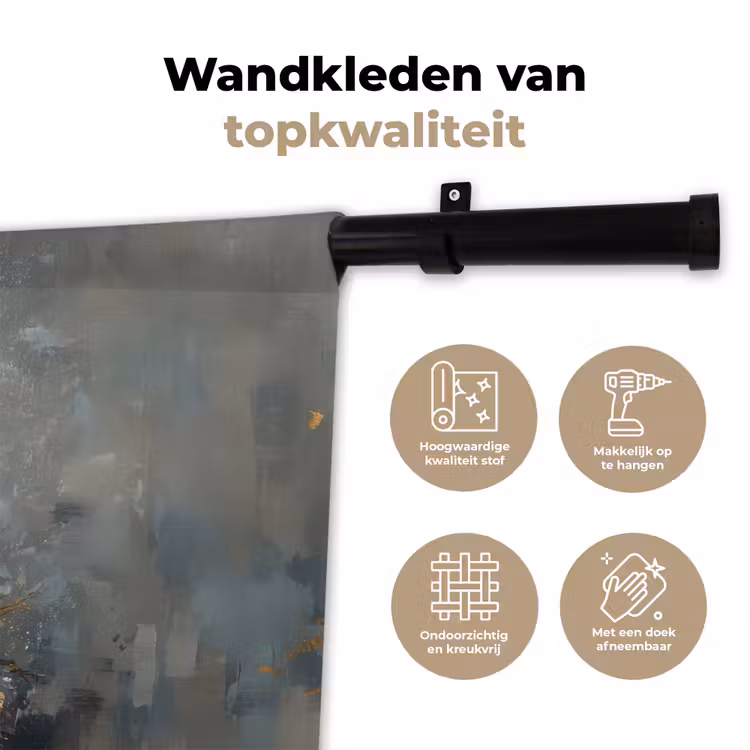 Kerstboom - Cadeaus - Rood - Goud Wandkleed katoen klein -sfeer2