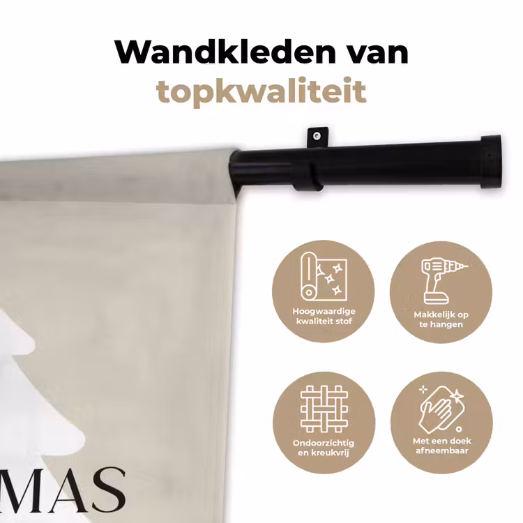 Kerstboom - Japandi - Christmas - Beige Wandkleed katoen klein -sfeer2