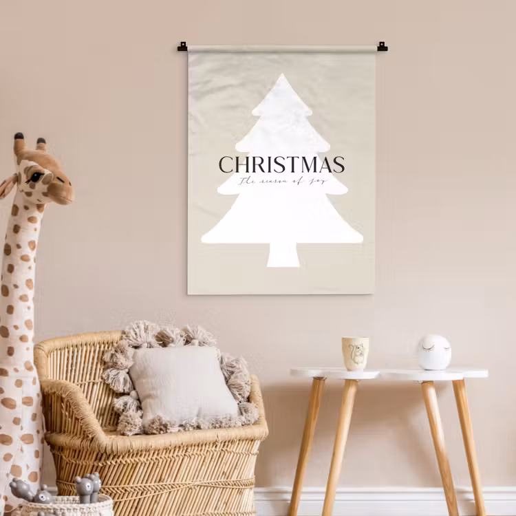 Kerstboom - Japandi - Christmas - Beige Wandkleed katoen klein -wsfeer5_kind