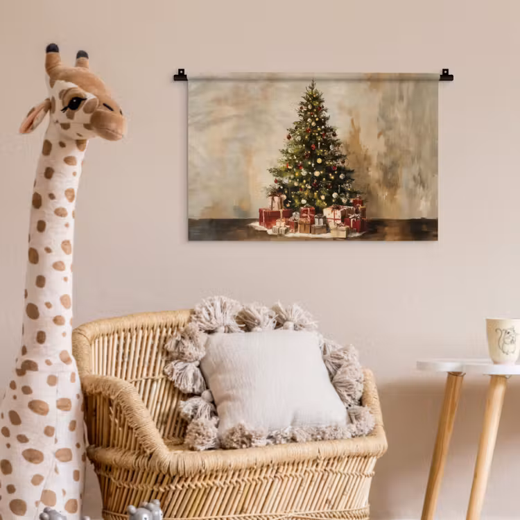 Kerstboom - Versierd - Kleurrijk Wandkleed katoen klein -wsfeer5_kind