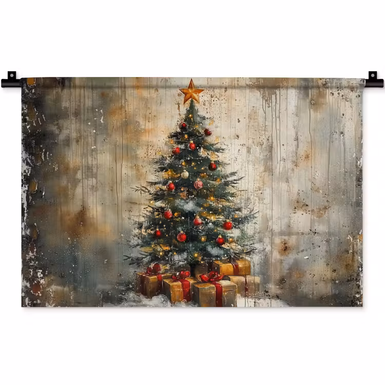 Kerstboom - Vintage - Kerst - Cadeau Wandkleed katoen klein -zz3d
