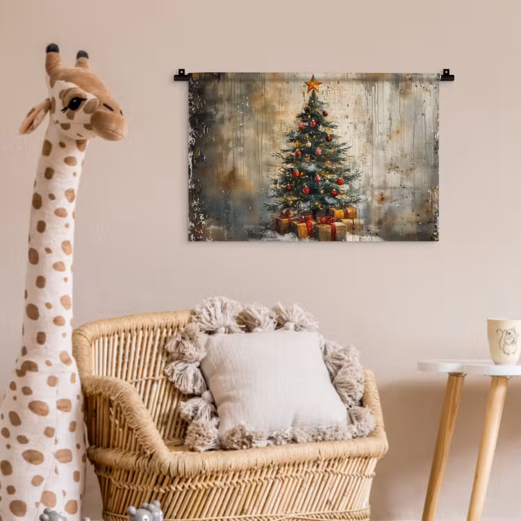 Kerstboom - Vintage - Kerst - Cadeau Wandkleed katoen klein -wsfeer5_kind