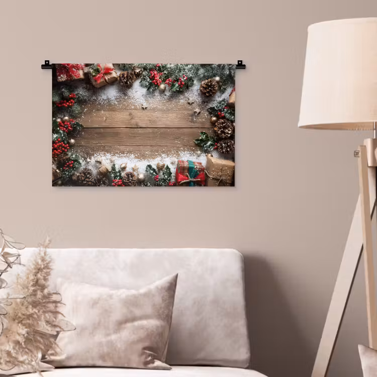 Kerstdecoratie - Geschenken - Hout - Veelkleurig Wandkleed katoen klein -sfeer4