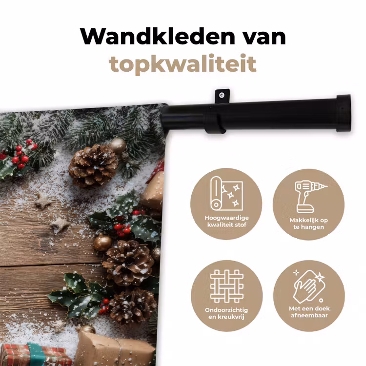 Kerstdecoratie - Geschenken - Hout - Veelkleurig Wandkleed katoen klein -sfeer2