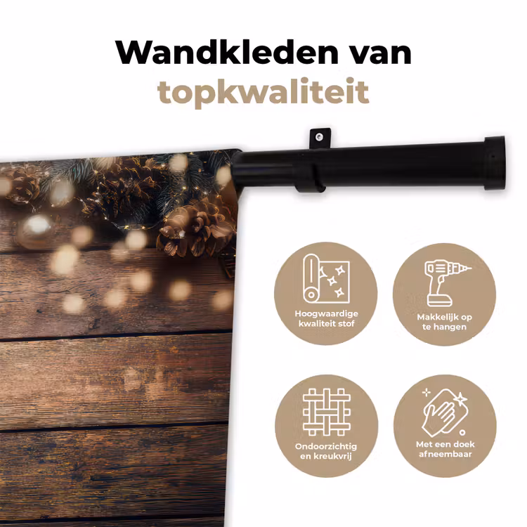 Kerstdecoratie - Houten - Dennenappel - Bruin Wandkleed katoen klein -sfeer2