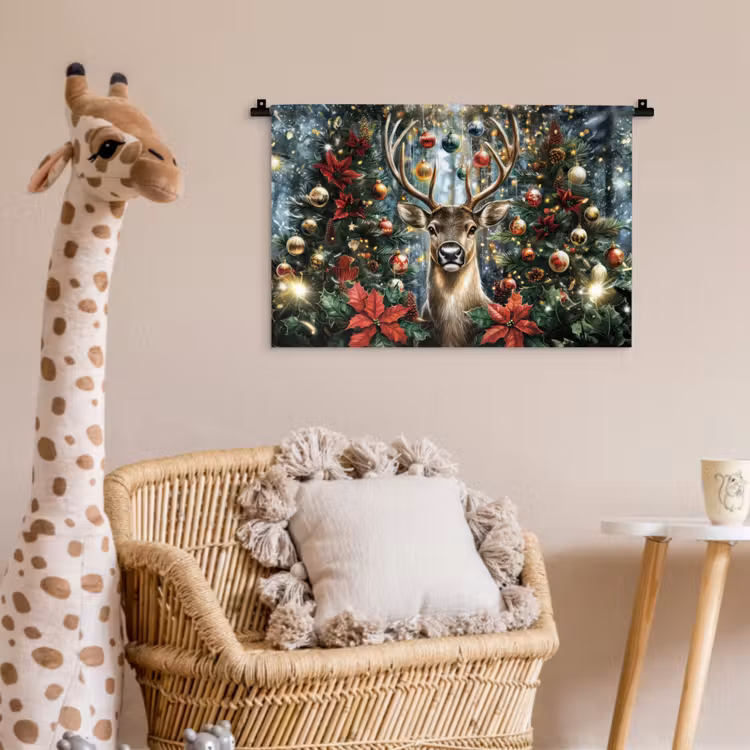 Kerstfeest - Dennenbos - Rood Wandkleed katoen klein -wsfeer5_kind