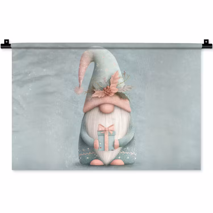 Kerstgnome - Cadeau - Groen Wandkleed katoen klein -zz3d