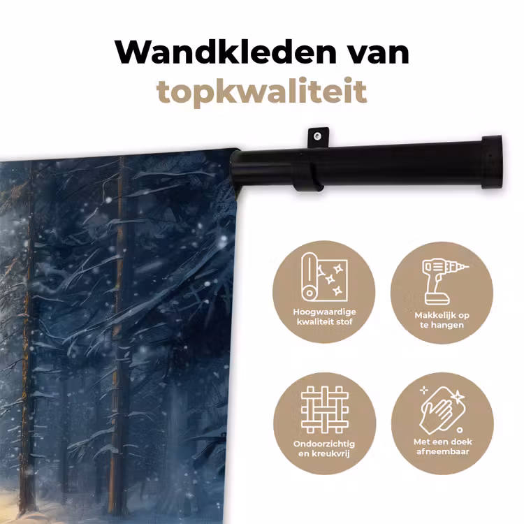 Kerstlicht - Woud - Hert - Donker Wandkleed katoen klein -sfeer2