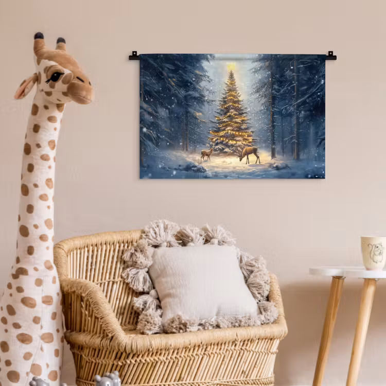 Kerstlicht - Woud - Hert - Donker Wandkleed katoen klein -wsfeer5_kind