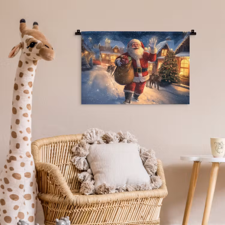 Kerstman - Dorp - Hert - Donker Wandkleed katoen klein -wsfeer5_kind