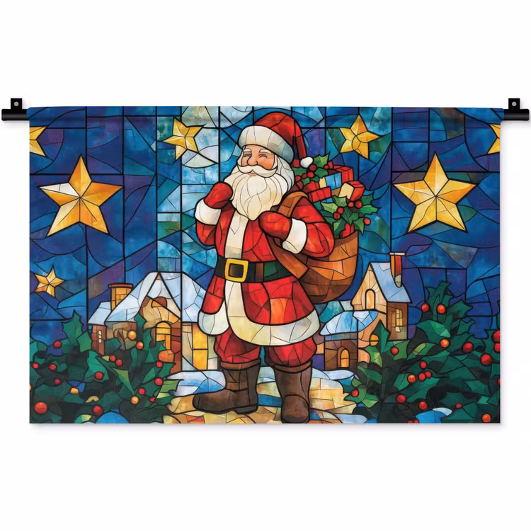Kerstman - Glas - Kleurrijk Wandkleed katoen klein -zz3d