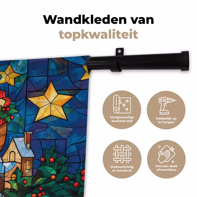 Kerstman - Glas - Kleurrijk Wandkleed katoen klein -sfeer2