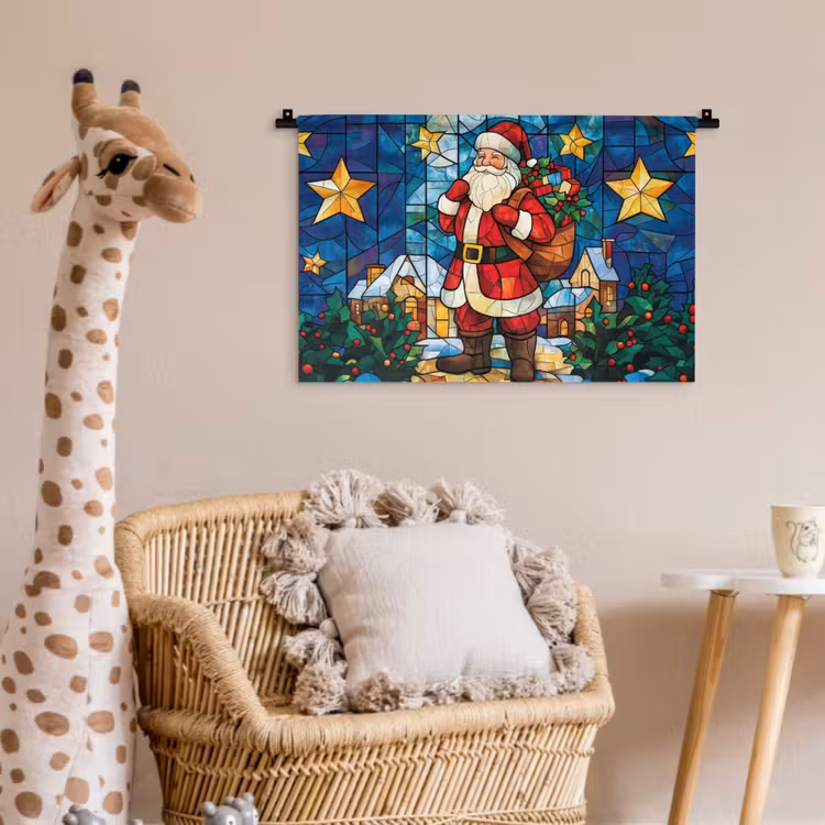 Kerstman - Glas - Kleurrijk Wandkleed katoen klein -wsfeer5_kind