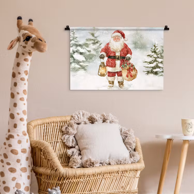 Kerstman- Winter - Sneeuw - Wit - Rood Wandkleed katoen klein -wsfeer5_kind