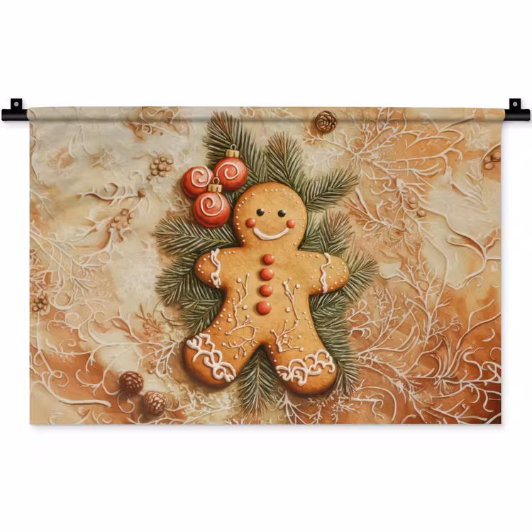 Kerstmis - Koekje - Poppetje - Speculaas Wandkleed katoen klein -zz3d