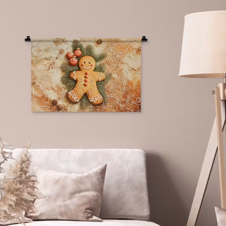 Kerstmis - Koekje - Poppetje - Speculaas Wandkleed katoen klein -sfeer4