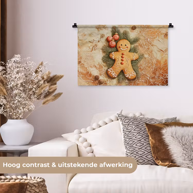 Kerstmis - Koekje - Poppetje - Speculaas Wandkleed katoen klein -sfeer1