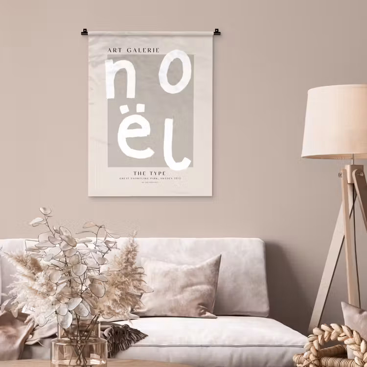 Kerstmis - Quotes - Noël - Wit - Beige Wandkleed katoen klein -sfeer4