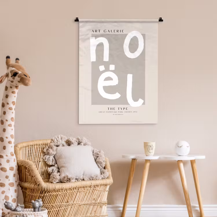 Kerstmis - Quotes - Noël - Wit - Beige Wandkleed katoen klein -wsfeer5_kind