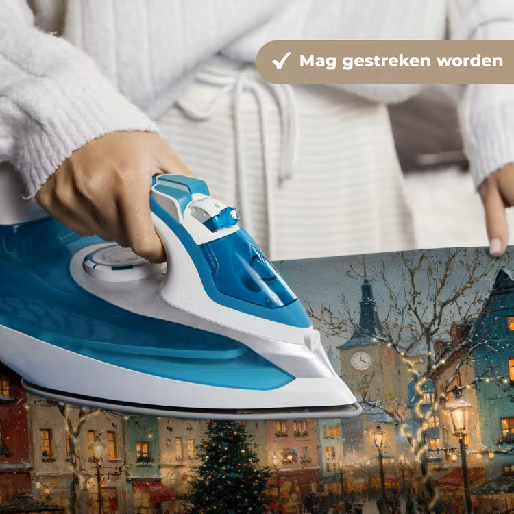 Kerstsfeer - Stadsplein - Kleurrijk Wandkleed katoen klein -sfeer9