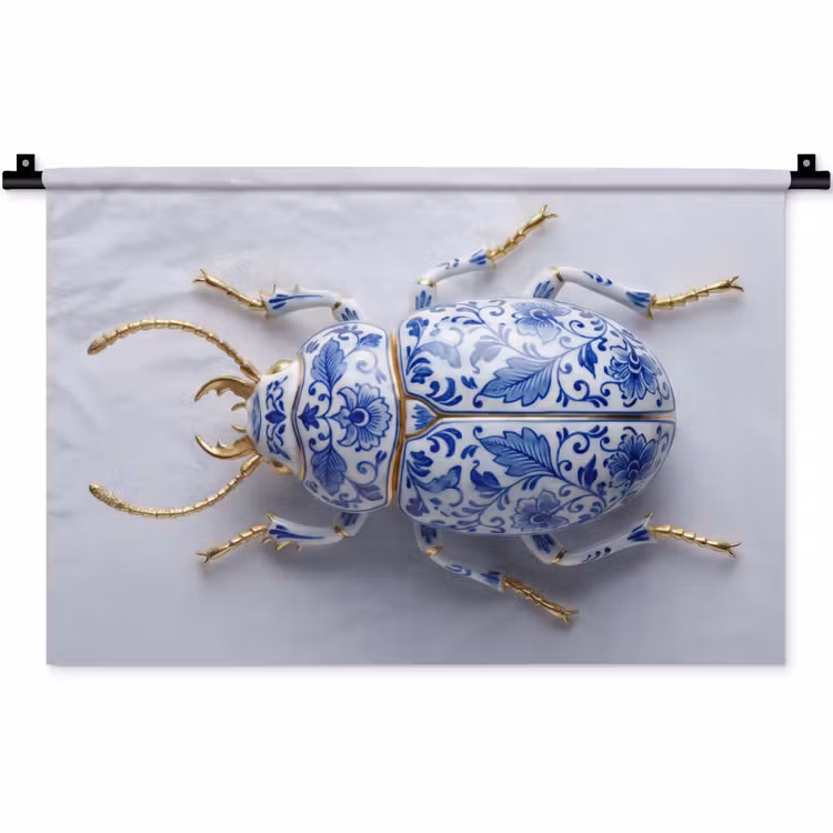 Kever - Delfts - Blauw - Goud Wandkleed katoen klein -zz3d